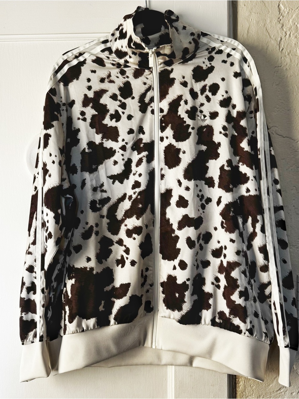 adidas Brown & White Cow-Print track Jacket